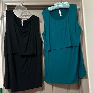 Black and Teal Sleeveless Tops Two Breastfeeding Nursing  XXL